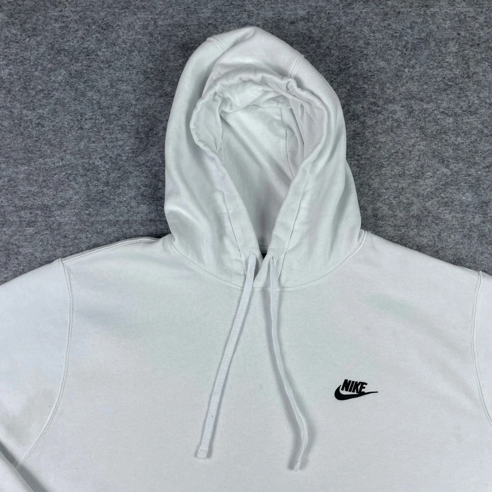 Nike Hoodie Mens XXL White Sportswear Club Fleece Pullover BV2654-100